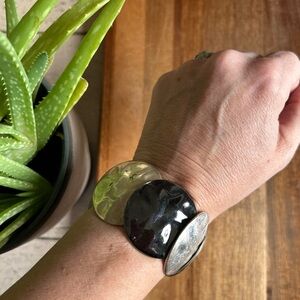 Black and Silver and Gold Statement Bracelet